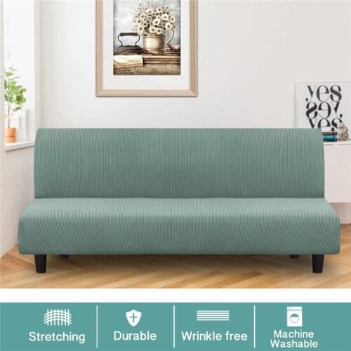 Polar Fleece Fabric Solid Color No Handrails Sofa Cover All-Inclusive Big Elastic Folding Sofa Bed Cover Slip Sofa Cushion