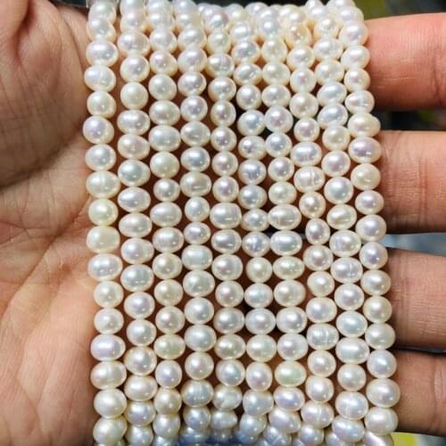 Wholesale AA Quality Natural Pearl Beads 5 strings/ lot 5-6mm Fresh Water Pearl Jewelry Beads 16"/string