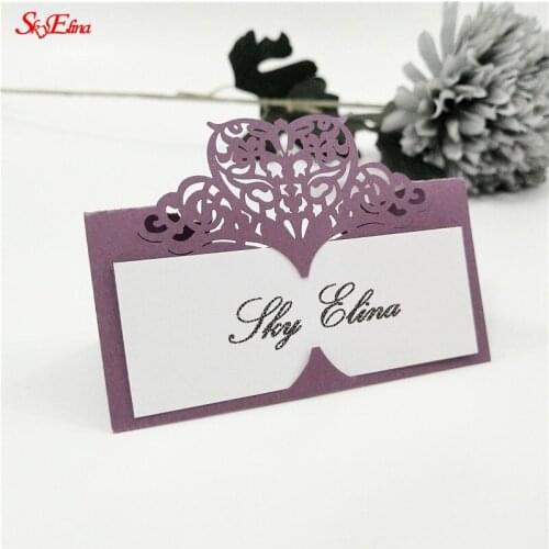 Laser Cut Cards Wedding Favors Decor Hollow Love Heart Paper Vine Seat Card Name Place Cards Invitations Table Decoration 5z