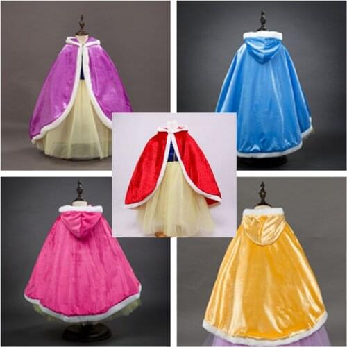 Girls Pleuche Velvet Cloak Children Elsa Anna Cape Christmas Halloween Baby Sofia Rapunzel Aurora Princess Mantle Costume DL6048