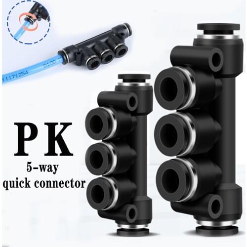 Black boutique PK pneumatic quick connector hose plastic five-way quick connector plug-in air compressor accessories 4-16mm