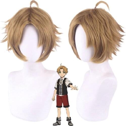 PRESALE Rudeus Greyrat Cosplay Wig Mushoku Tensei short Brown Synthetic hair for boys men Rudeus Greyrat Cosplay wigs party hair