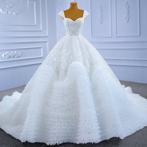 N.67321 Luxury Bohemian Wedding Dress Sweetheart Sleeveless Puffy Skirt Layered Ball Gown Bridal Dresses Vestidos De Noiva 2021