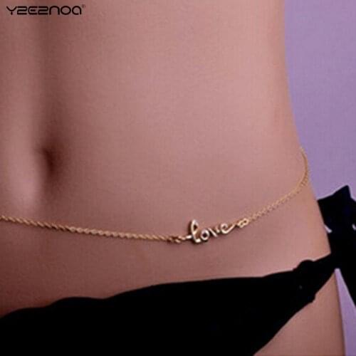 Sexy Crossover Gold Belly Chain Girls Body Chain Jewelry Lady Fashion Sexy Bikini eight Eternal Love Lucky Body Waist Chain Gift