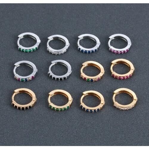 Chic 18K Gold Filled Cartilage Ear Studs Hoop Colorful CZ Earrings Earrings Gold Silver Blue Dangle Drop Piercing Earrings Hot