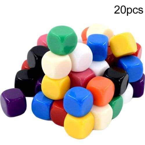 20Pcs 16mm Opaque Blank D6 Six Sided Dice Toy Teaching Resources Party Supplies