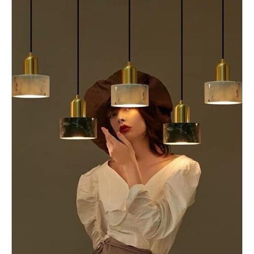 Nordic Modern Luxury Marble LED Chandelier Ceiling Simple For Living Room Kitchen E27 Bulb Indoor Lighting