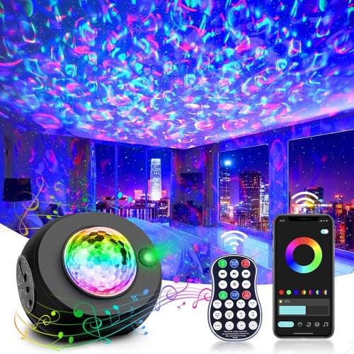Galaxy Starry Sky Night Lamp LED Star Projector Night Light Ocean Wave Projector With Music Bluetooth Remote Control Kids Gift