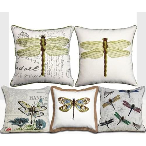 Embroidered Flowers butterfly dragonfly Cushion chair sofa cushion modern home decor Rectangle pillow shipping