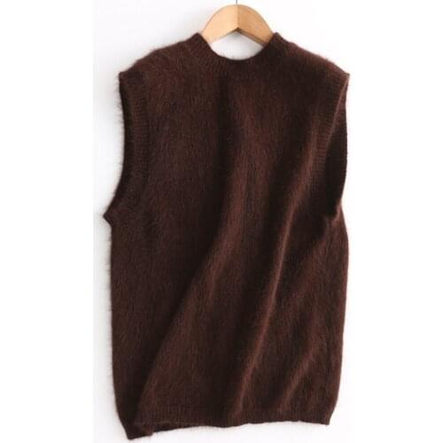 Women New Clothing 2021 100% Real Mink Cashmere Sweater Pullovers Vest Ladies Cashmere Gilet Spring Summer sweaters wsr646