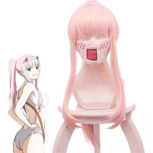 DARLING In The FRANXX National Team 02 Swimsuit Pink Ponytail Cos Wig Anime Cosplay Game Female Perform Kawaii Long Hair Wig