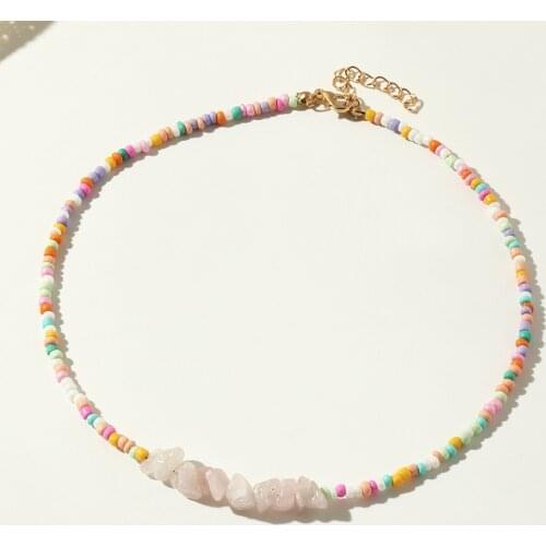 Bohemian Colorful Beaded Necklace Boho Irregular crystal Stone Choker for Women Neck Chain Collar Fashion Beach Summer Jewelry