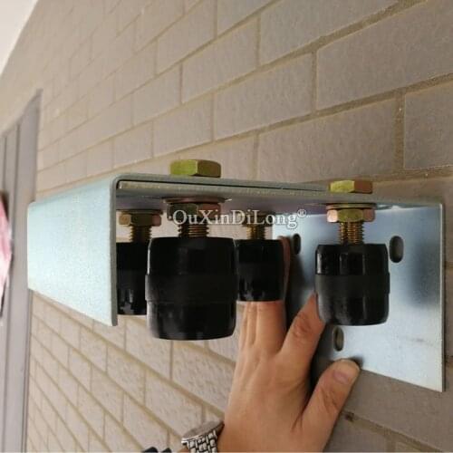 1PCS Heavy Duty Adjustable Dual Nylon Roller Slide Gate Door Guide Roller L Rear Post Bracket GF388