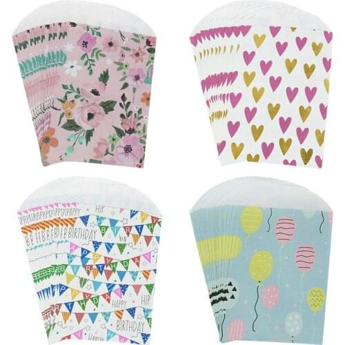 10/12pcs Cute Floral Heart Design Envelope Shaped Candy Bag Kids Favors Packing Paper Bags For Wedding Birthday Party Decoration