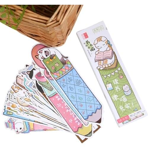 10pack/lot Kawaii Cat with books Animal Paper Bookmark Message Card Greeting Card Lovely Bookmarks Book Holder Party Invitation