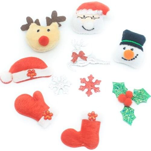 15pcs/lot multi style Glitter Christmas patches Appliques For Craft Clothes Sewing Supplies DIY Hair Clip Accessories