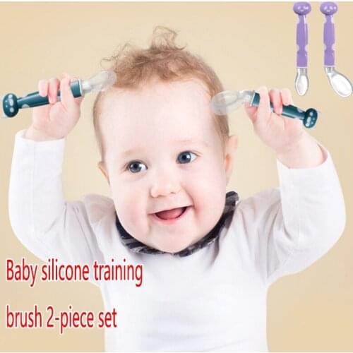 2PC hot sale baby soft silicone spoon candy color temperature sensor spoon baby food supplement baby feeding child feeding tool