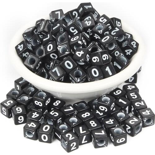 200Pcs Mixed Colorful Number Acrylic Beads 7mm For Jewellery Marking Loose Spacer Beads Bracelet Necklace Charm Jewelry Finding