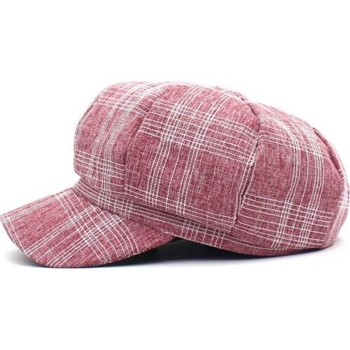 Plaid Octagonal Hats for women and men Berets Painter hat Beanie cap 04