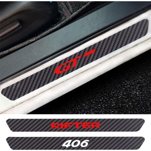 4PCS Car Door Sill Anti kick Stickers Carbon Fiber Auto Door Sticker For Peugeot 106 107 108 206 207 208 306 307 308 406 407 408