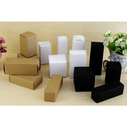 50Pcs Brown/White/Black Blank Kraft Paper Box For Cosmetic Valves Tubes Craft Candle Gift Packing Boxes Gift Box