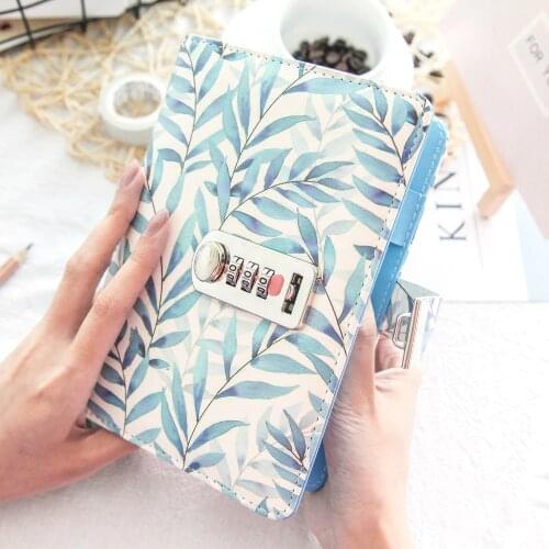 Leaf Branch spiral Ring Notebook Simple Dotted Daily with lock binder Diary Traveler Jounery planner line grid dots Book Bujo A5