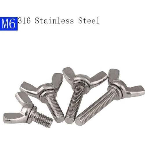 M6 - 1.0 316 Stainless Steel Wing Bolts Wingbolt Nut Butterfly Screws A4-70 DIN316
