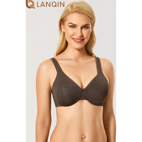 Womens Plus Size Minimizer Seamless Full Coverage Underwire Non Padded Bra 32-44 B C D E F G H