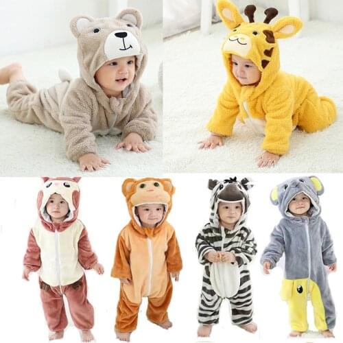 0-3 Years Flannel Baby Clothes Girl Onesies Pajamas Animal Romper Infant Toddler Boys Costume Child One-Piece Pijama Bodysuit