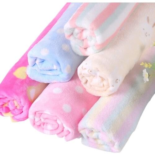 Flannel coral fleece fabric printed cloth high quality velvet clothing super soft cotton wool blanket plush Handmade Sewing warm