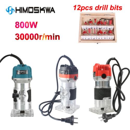 800W Wood Router 220V Woodworking Electric Trimmer Wood Milling Engraving Slotting Trimming Carving Machine With Milling Cutter