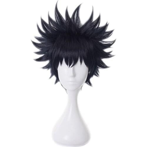Fushiguro Megumi Cosplay Wig Anime Jujutsu Kaisen Short Blue Black Mixed Heat Resistant Synthetic Hair Party Wigs + Wig Cap