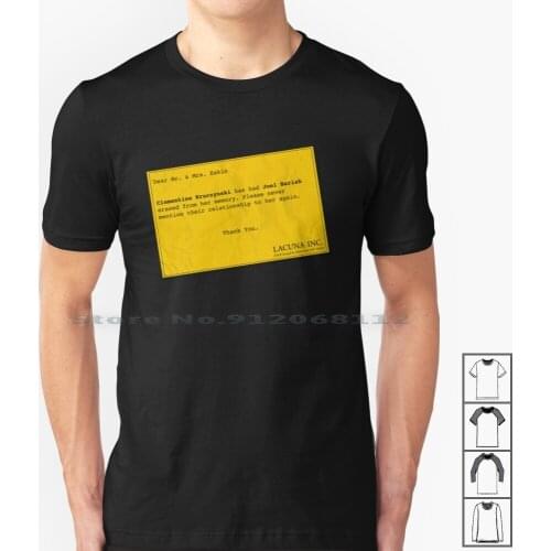 Lacuna Reminder T Shirt 100% Cotton Lacuna Inc Eternal Sunshine Spotless Clementine Joel Yellow Jim Carrey Kate Winslet Charlie