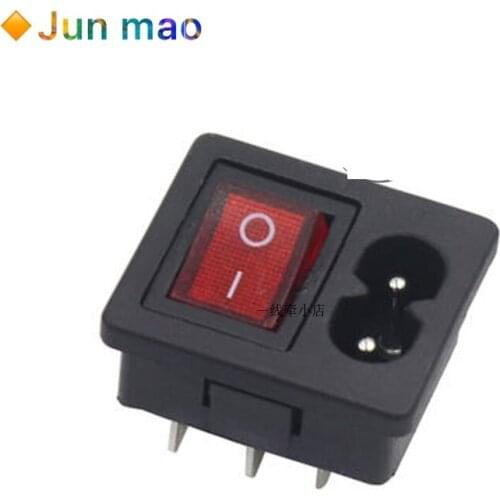 Hot Sale 250V AC Red Rocker Switch Fused Inlet Power Socket Fuse Switch Connector Plug Connectors Dielectric Intensity