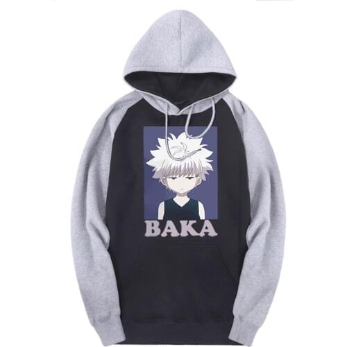 HUNTERXHUNTER Raglan Hooded Sweatshirts Men Print Warm Pullovers Harajuku Winter Brand Hoodies 2020 Hip Hop Moleton Masculino