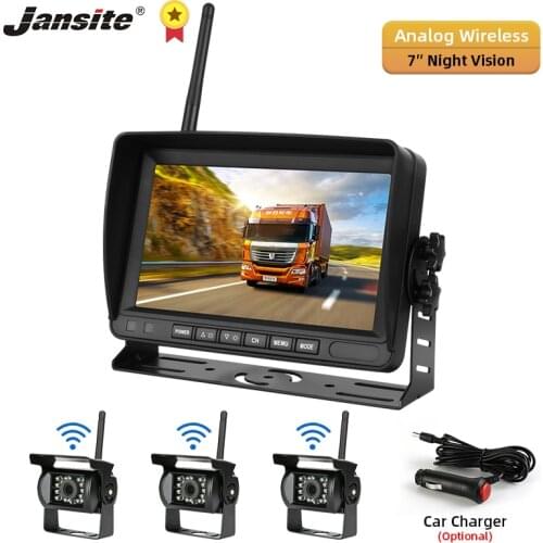 Jansite 7 inch Wireless Car Reverse reversing Rear View Backup Parking Camera with Monitor for Truck Car SUV RV Night Vision