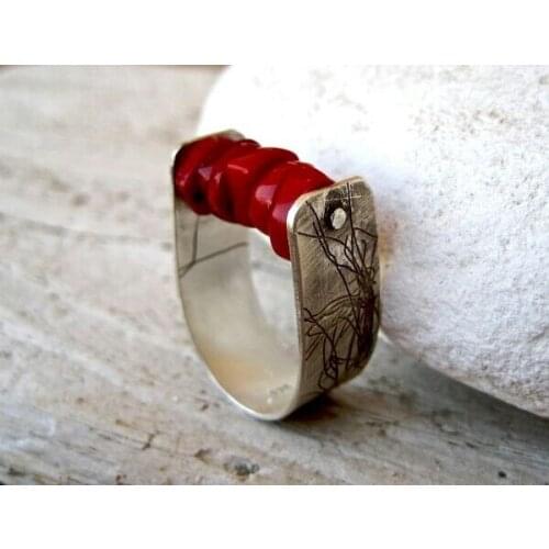 STONE AGE KOLLEKSİYONU MEN WOMEN REAL CORAL ROCKY RING