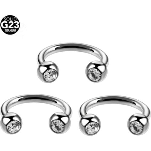 10 pcs/lots G23 Grade Titanium BCR with Double gem ball jewelry pircing nariz1.2*8+3+3 MM horseshoe ring piercing nariz