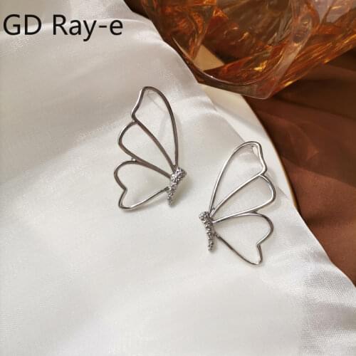 Korean Fashion Women Earrings Hollow Butterfly Earrings Exaggerated Gold Unusual Earrings Jewelry Accessories 2912