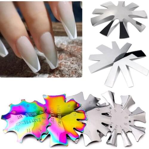 Nail Edge Trimmer Cutter Mold Stainless Steel Template French Line Manicure Styling Tool Crystal Armor Plate Model