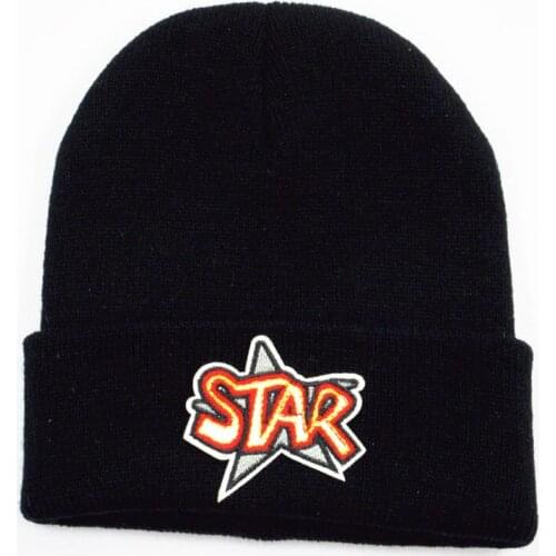 LDSLYJR star letter embroidery Cotton Thicken knitted hat winter warm hat Skullies cap beanie hat for men and women 323