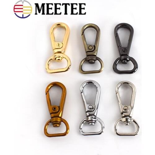 Meetee 10pcs 14*40mm Metal Keychain Hook Buckles Dog Bags Lobster Clasp Connection Buckle Hardware Accessories AP507