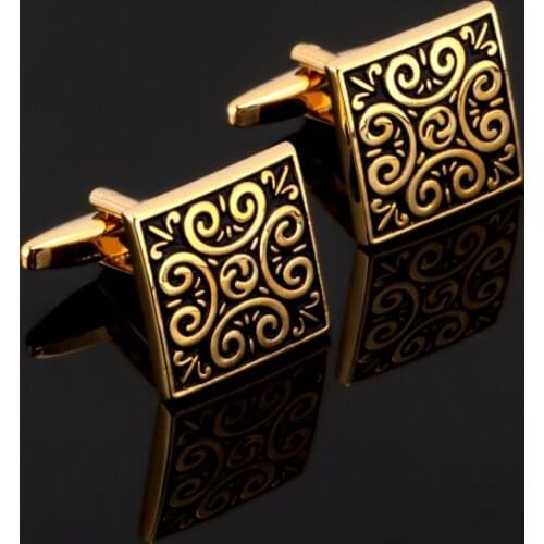 Fashion brand mens shirts Cufflinks Cuff laser metal high quality gold engineer carved retro pattern Cufflinks wholesale