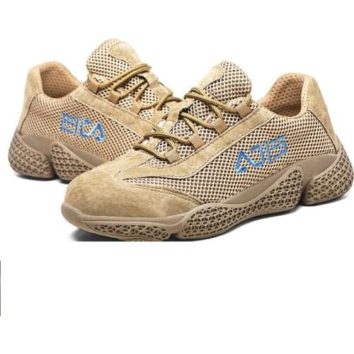 New Breathable Men Safety Shoes Steel Toe Non-Slip Work Boots Indestructible Shoes Puncture-Proof Work Sneakers Men