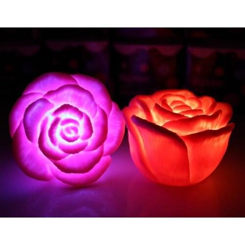 New Romantic Changing LED Floating Rose Flower Candle Night Light Wedding Decoration MAZI888