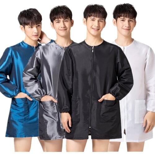 Salon Barber Professional Smock Stylist Zipper Jacket Uniform Hairdresser Hairdressing Cape Work Clothes Pet Groomer Apron Gown