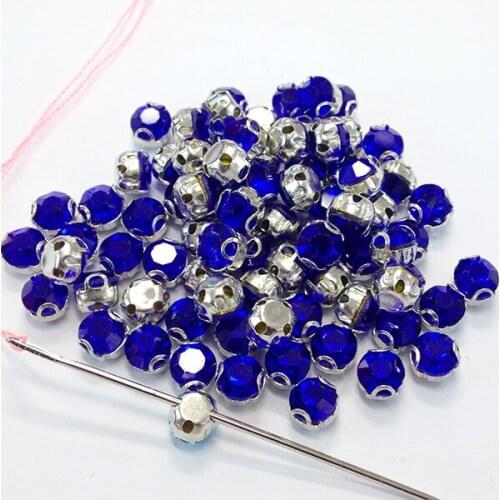 Sew On Crystal Rhinestones Strass Shiny Glass Stones Sapphire 100pcs/lot 3.8mm Sewing Crystals DIY Gem decoration