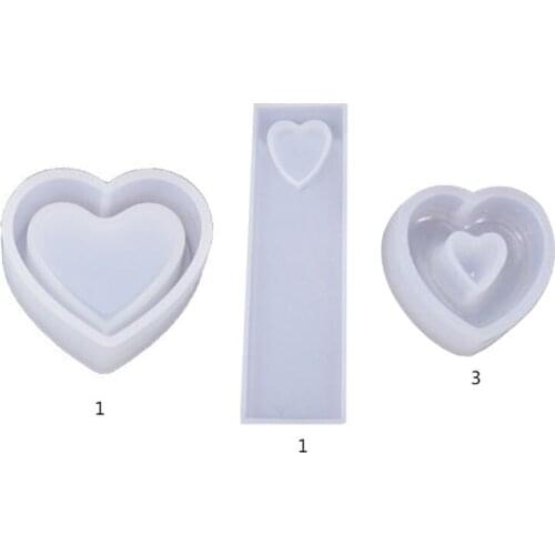 Crystal Epoxy Resin Mold Heart Shaped Box Hollow Pendant Bookmark Casting Silicone Mould Handmade DIY Crafts Making Tool