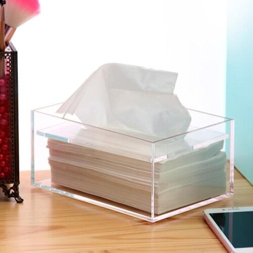 Transparent Multifunctional Tissue Box Acrylic Desk Storage Case Clear Napkin Organizer Home/Hotel Tissue Storage Box
