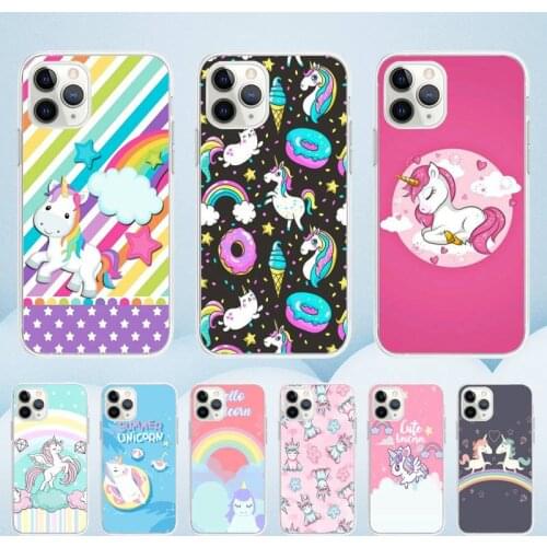 Rainbow Unicorn Summer Phone Case For Iphone11 12 Pro Max SE 2020 6s 7 8 Plus X Xs Max Xr Transparent Soft Silicone Cover